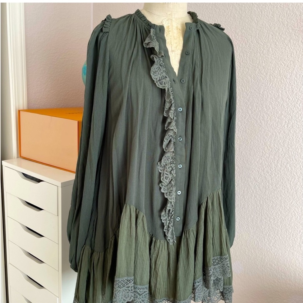 Free People Jeanette lace Victorian Ruffled tunic - Picture 4 of 7